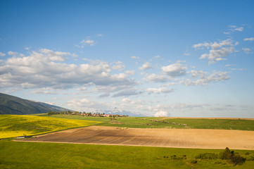 Obraz premium Village on fields