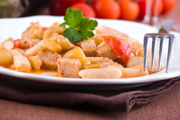 Cavatelli with swordfish and eggplant.