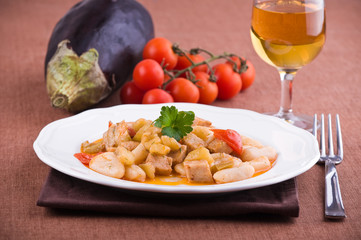 Cavatelli with swordfish and eggplant.