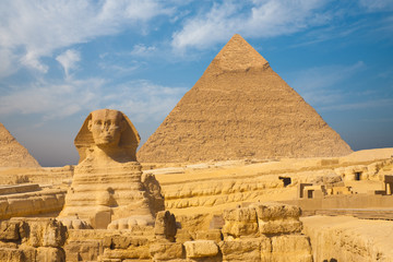 Great Sphinx Giza Pyramid Clear Blue Sky