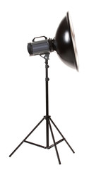 Studio flash with beauty dish isolated on white