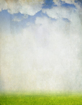 Field and sky vintage background