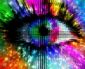 Foto op geborsteld aluminium Pixel artistiek kleurrijk oog, abstracte illustratie
