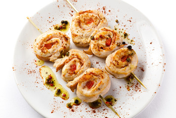 Grilled meat and vegetables