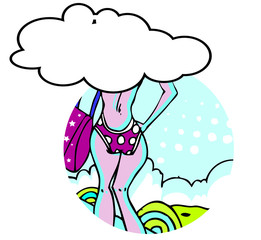 Pop Art sexy girl  on the beach sea