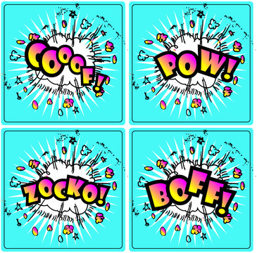 Comic Superhero bashing - comic bubbles of super hero fights