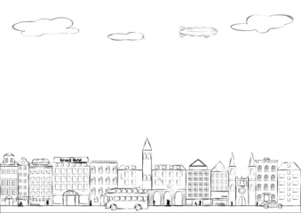 Cercles muraux Doodle Cityscape-ligne