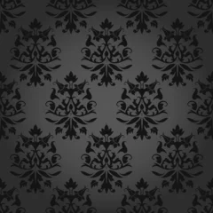 Poster Seamless Flowers/Leafs Damask Pattern Dark © Jan Engel