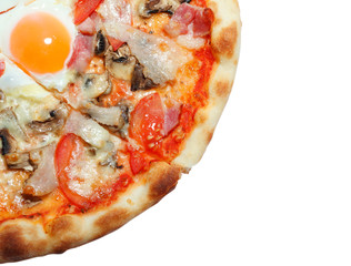 pizza with egg isolated