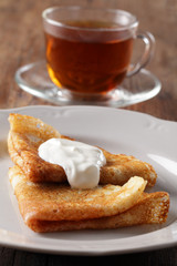 Pancakes with sour cream