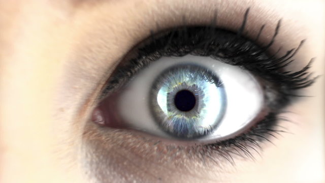 Looping video of woman with crystal clear eyes