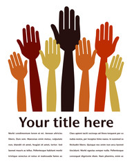 Hands volunteering or voting with copy space vector.