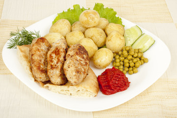 grilled kebab on pita
