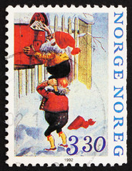 Postage stamp Norway 1992 Two Elf’s mailing Letters