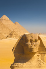 Close Sphinx Face Four Pyramids Shoulder