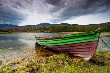 Boat at the Killarney lake in Co. Kerry, Ireland