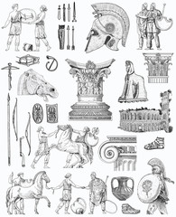 Old greek set illustration