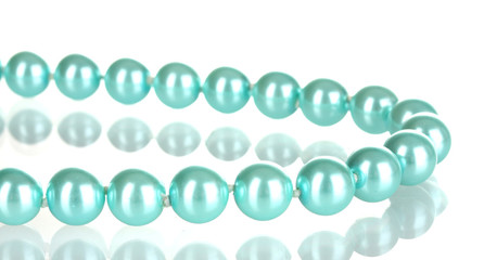 Obraz premium beautiful blue pearl beads isolated on white