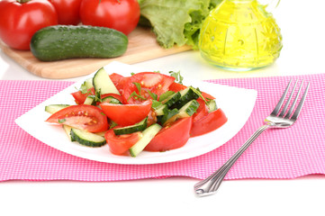 Fresh salad with tomatoes and cucumbers