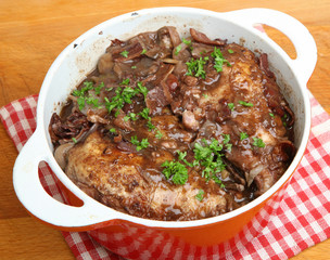 Coq Au Vin, French Chicken in Wine