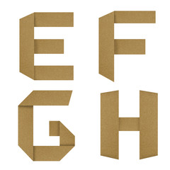 English alphabet Origami set made by grunge recycled paper