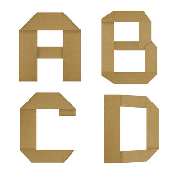 English alphabet Origami set made by grunge recycled paper