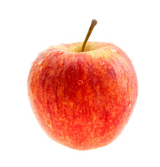 Red apple with drops the waters.