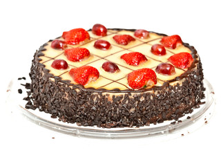 Chocolate cake isolated on white background
