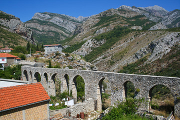 Ruins of ancient aqueduct in Bar, Montenegro