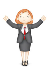 Happy 3d Business Woman in Vector