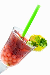 Bubble Tea fruchtig rot  - Mango, Orange, Maracuja, Limette