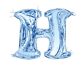 Water letter symbol, isolated on white background