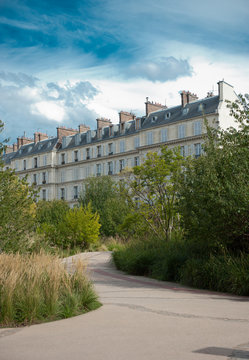 Parisian buildings from a park
