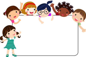kids and banner