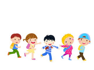 Boys and girls go to school