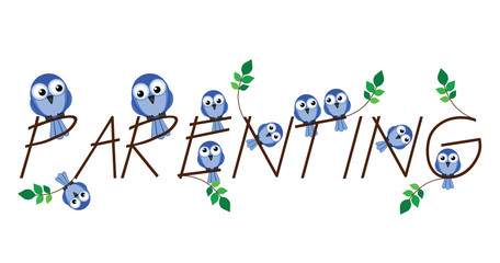 Parenting twig text isolated on white background