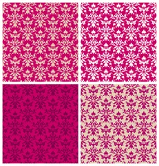 4 Seamless Flowers/Leafs Damask Pattern Pink © Jan Engel