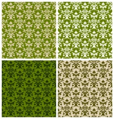 4 Seamless Flowers/Leafs Damask Pattern Green © Jan Engel