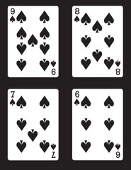 9,8,7,6 of Spades! Vector eps 8