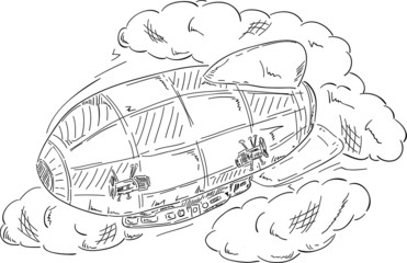 airship at clouds