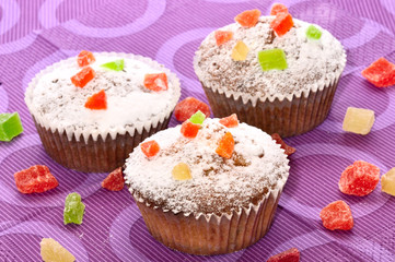 Set of sugary muffins cupcake