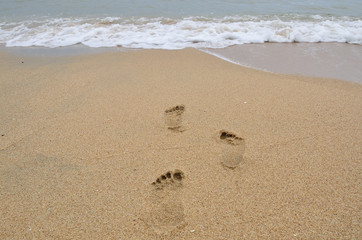Footmark on the beach