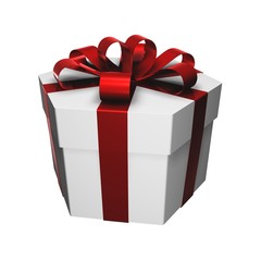 Белая подарочная упаковка с красным бантом