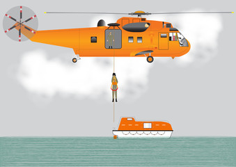 Search and Rescue Helicopter and lifeboat