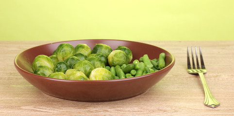Fresh brussels sprouts and french bean