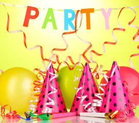 Party items on green background