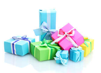 Obraz premium bright gifts with bows isolated on white