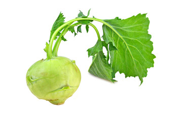 close up of Kohlrabi isolated on white
