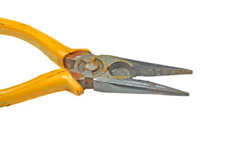 close up of  needle nose pliers arranged on white