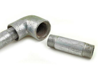 close up of metalic water pipe  fittings